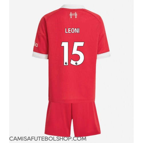 Camisa de time de futebol Liverpool Giovanni Leoni #15 Replicas 1º Equipamento Infantil 2025-26 Manga Curta (+ Calças curtas)
